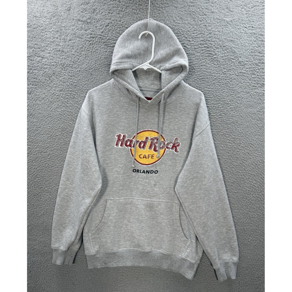 Vintage Hard Rock Cafe Sweatshirt Adult Large Gray Hoodie Grunge Skater Mens Y2K